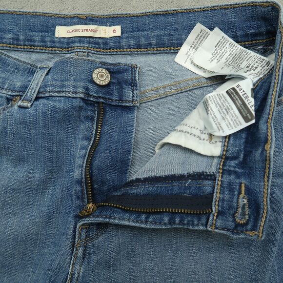 Levi's Jeans Womens Size 6S Blue Mid-Rise Classic Straight 28" Inseam Distressed - Picture 3 of 16